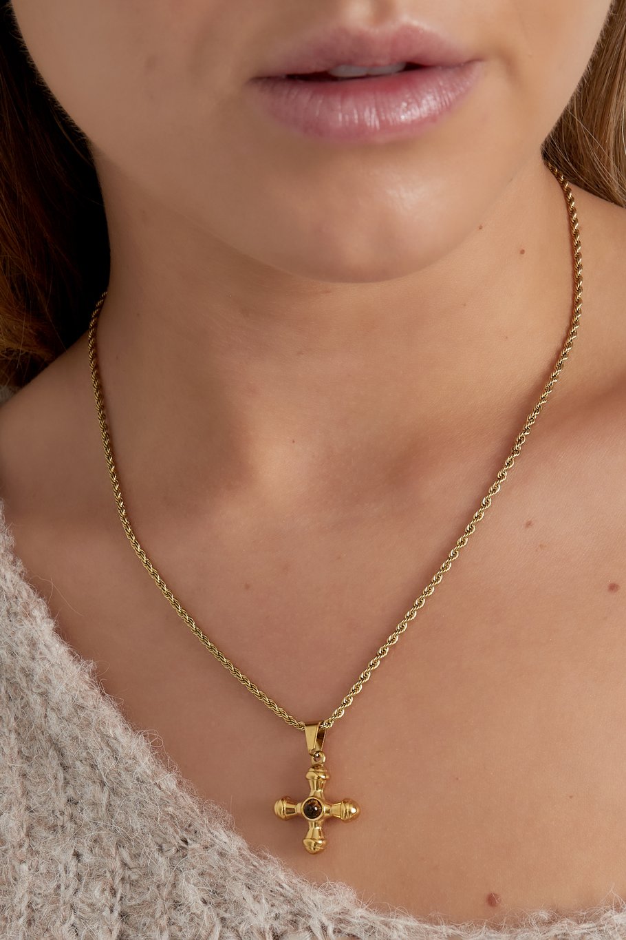 Collar de piedra divina - Color dorado/rojo Imagen2